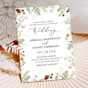 Simple Boho Botanical Wedding Invitation