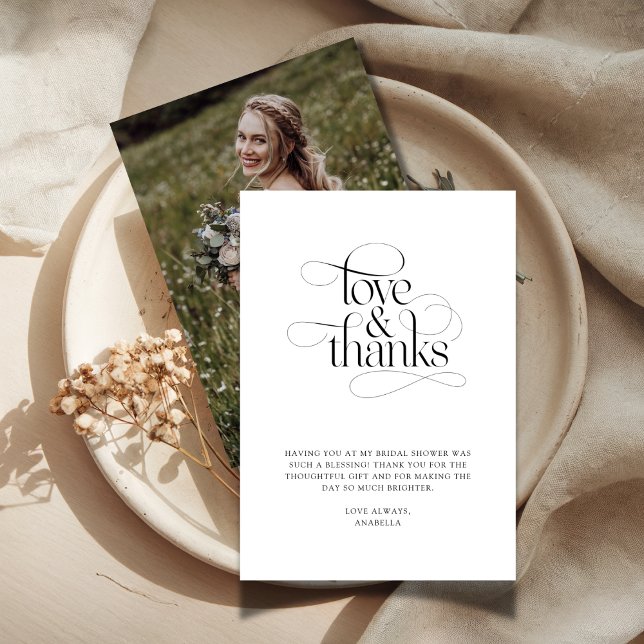 Simple Boho Bridal Shower Photo Thank You Card (Creator Uploaded)