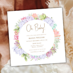 Simple Boho Cactus Desert Oh Baby Shower  Invitation