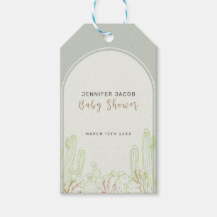 Simple Boho Cactus Line Art Arch Baby Shower Gift Tags