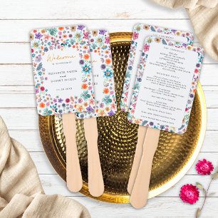 Simple Boho Chic Wildflower Garden Wedding Hand Fan