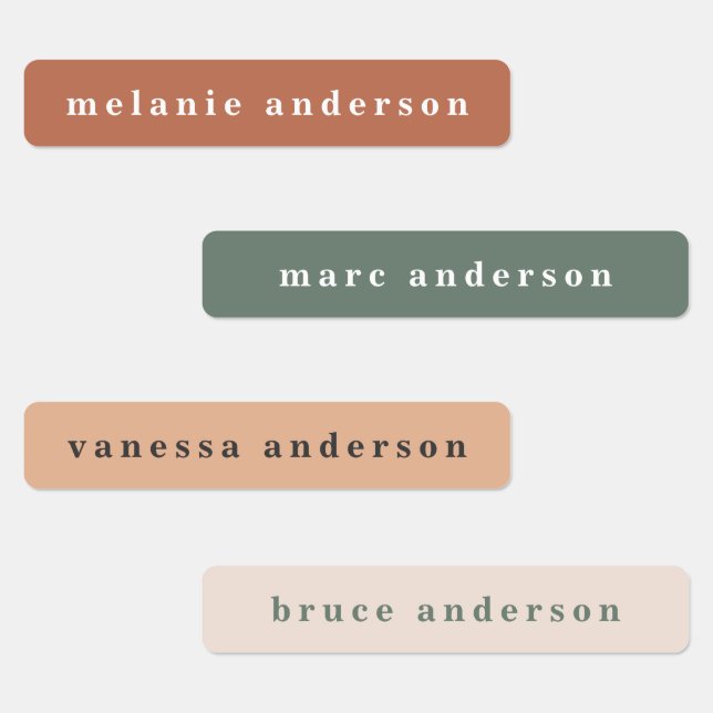 Simple Boho Colourful Waterproof Name Labels (Group)