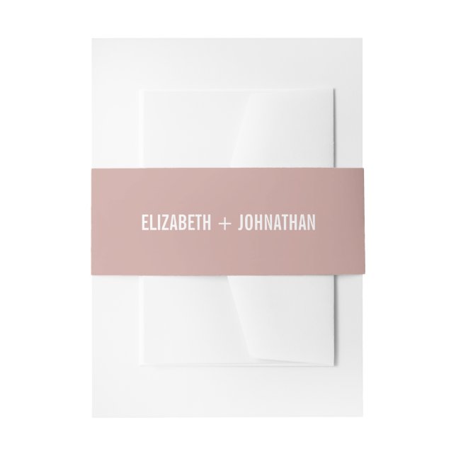 Simple Boho Dusty Rose Typography Wedding Invitation Belly Band (Front Example)