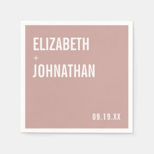 Simple Boho Dusty Rose Typography Wedding Napkin
