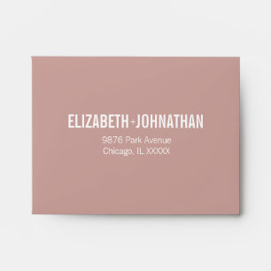 Simple Boho Dusty Rose Typography Wedding RSVP Envelope