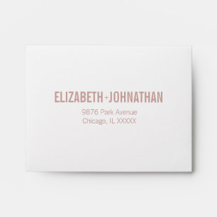 Simple Boho Dusty Rose Typography Wedding RSVP Envelope