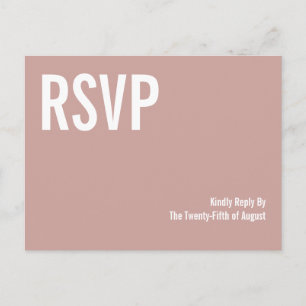 Simple Boho Dusty Rose Typography Wedding RSVP Invitation Postcard