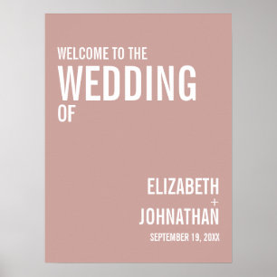 Simple Boho Dusty Rose Typography Wedding Welcome Poster