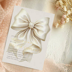 Simple Boho Elegant Ivory Cream Bow Bridal Shower