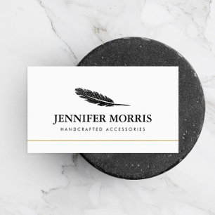 Simple Boho Feather Jewellery Designer Artist Whit Business Card