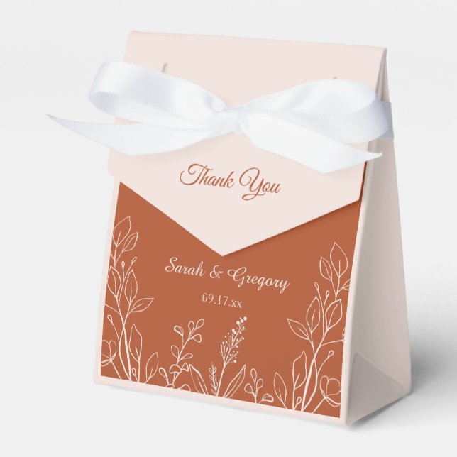  Simple Boho Floral Terracotta Favour Box (Front Side)
