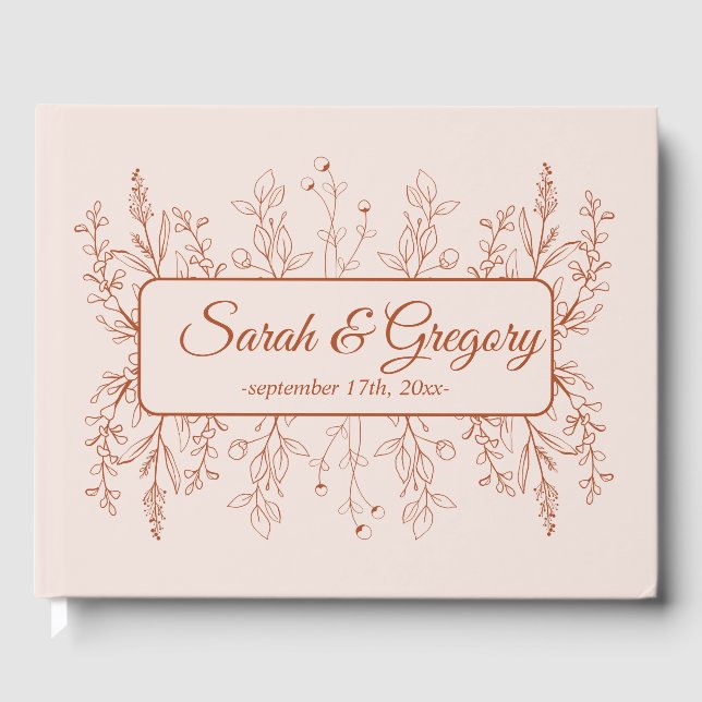 Simple Boho Floral Terracotta Wedding  Guest Book (Front)