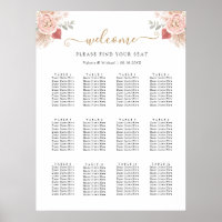 Simple Boho Florals Wedding Seating Chart