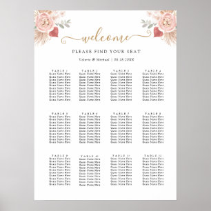 Simple Boho Florals Wedding Seating Chart