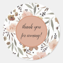 Simple Boho Flower Thank You for Coming Stickers