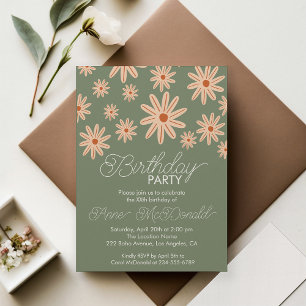 Simple Boho Flowers All Ages Birthday Invitation