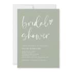 Simple Boho Handwritten Sage Green Bridal Shower  