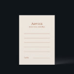 Simple Boho Ivory Wedding Advice Card<br><div class="desc">This Simple Boho Ivory Wedding Advice Card design features a sophisticated muted palette of neutral ivory paired with gorgeous mix and match options of rust terracotta, sage green, and plum. The understated elegance of simple typography and gentle arches creates a soothing and polished aesthetic with classic minimalist styling. The coordinating...</div>