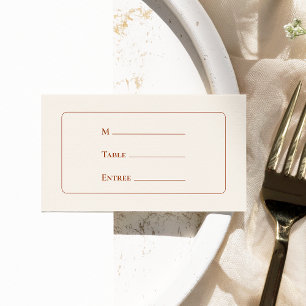 Simple Boho Ivory Wedding Entree Choice Flat Place Card
