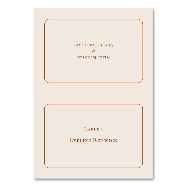 Simple Boho Ivory Wedding Foldable Place Card (Front)