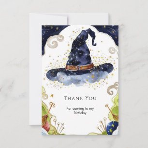 Simple Boho Magic Wizard Birthday Thank You Card