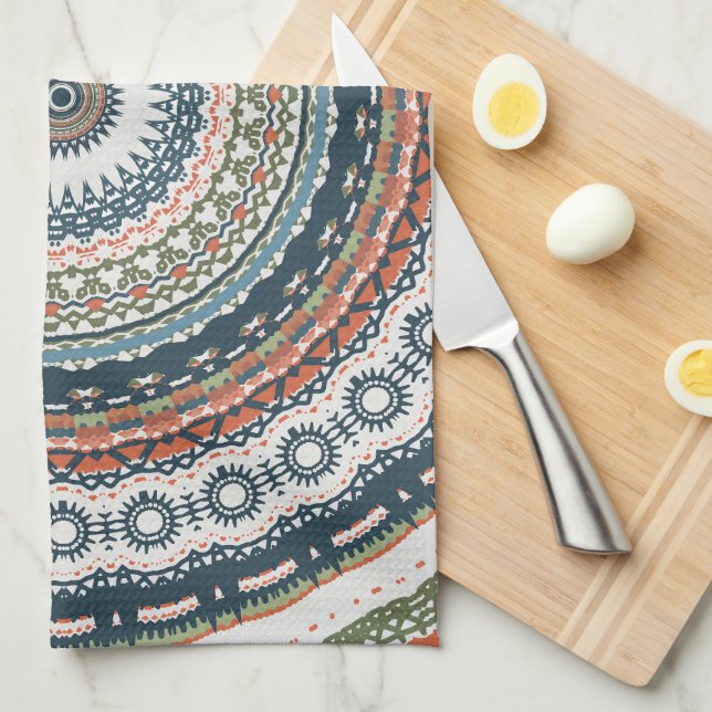 Simple Boho Mandala Design  Tea Towel (Quarter Fold)