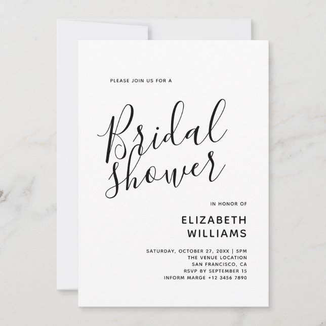 Simple Boho Minimalist Bridal Shower Invitation (Front)