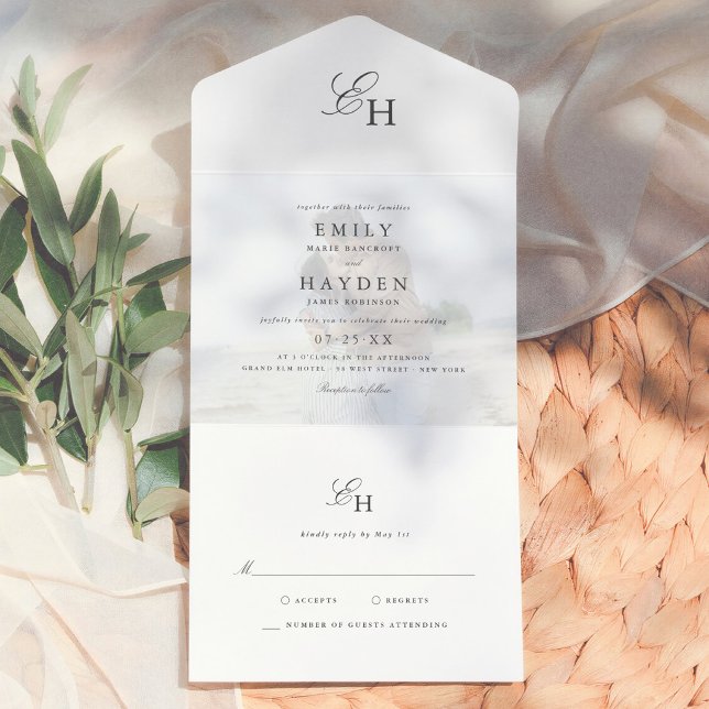 Simple Boho Minimalist Photo Wedding All In One Invitation (Creator Uploaded)