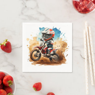 Simple Boho Motorcycle Birthday Napkin