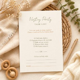 Simple Boho Nesting Party Task List Card