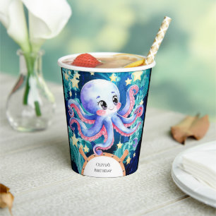 Simple Boho Octopus Birthday Paper Cups