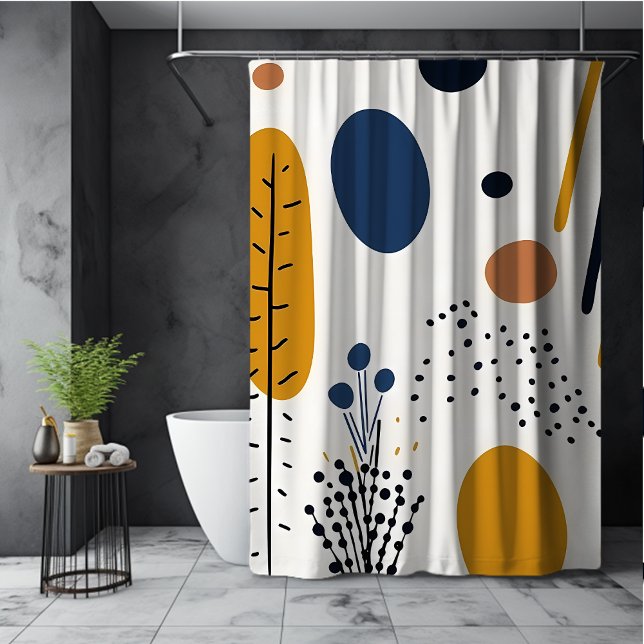 Simple Boho Orange Beige Colourful Abstract Shower Curtain (Creator Uploaded)