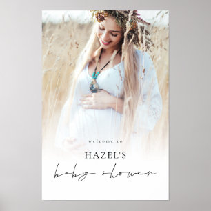 Simple Boho Photo Overlay Welcome to Baby Shower  Poster
