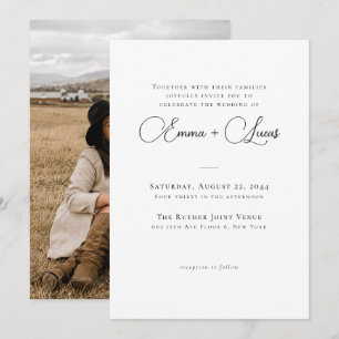 Simple Boho Photo Wedding Invite Elegant Script