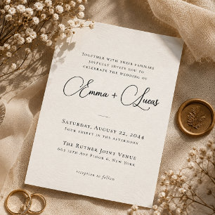 Simple Boho Photo Wedding Invite Elegant Script