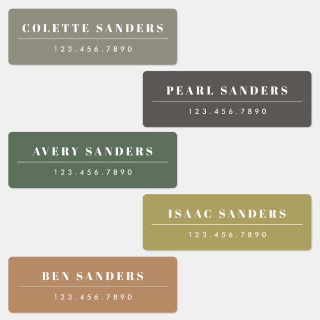 Simple Boho Rainbow Waterproof Name Labels (Group)