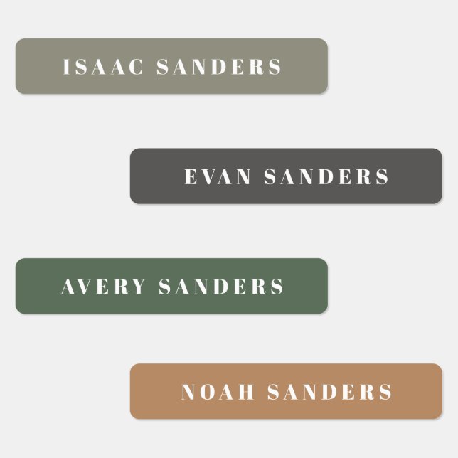 Simple Boho Rainbow Waterproof Name Labels (Group)