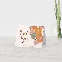 Simple Boho Retro Floral Baby Shower Custom Name