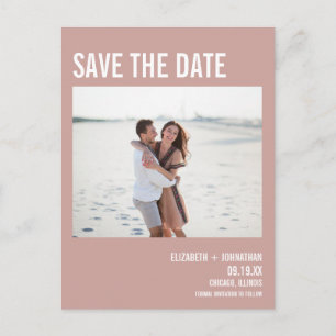 Simple Boho Rose Typography Photo Save The Date Announcement Postcard