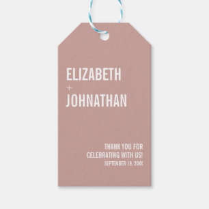 Simple Boho Rose Typography Wedding Thank You Gift Tags