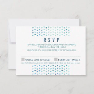 SIMPLE BOHO RSVP modern triangle pattern blue Card