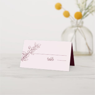 Simple Boho Ruby Wine, Folded Wedding Place Card