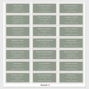 Simple Boho Sage Green Wedding Guest Address