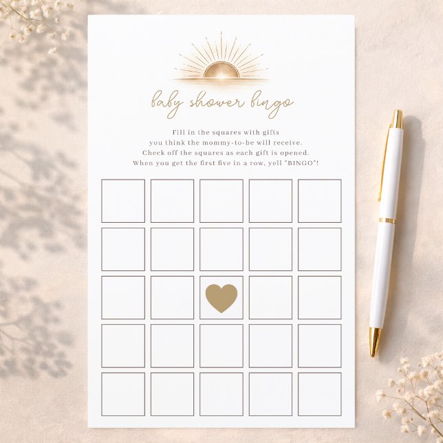 Simple Boho Sunshine Baby Shower Bingo Game (Creator Uploaded)
