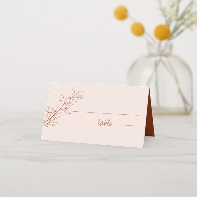 Simple Boho Terracotta, Folded  Wedding Place Card (Front)