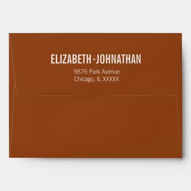 Simple Boho Terracotta Typography 5x7 Invitation Envelope (Back (Top Flap))