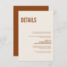 Simple Boho Terracotta Typography Wedding Details