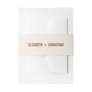 Simple Boho Terracotta Typography Wedding Invitation Belly Band
