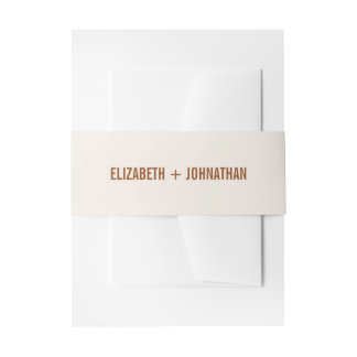 Simple Boho Terracotta Typography Wedding Invitation Belly Band