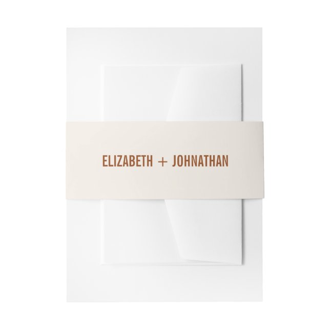 Simple Boho Terracotta Typography Wedding Invitation Belly Band (Front Example)